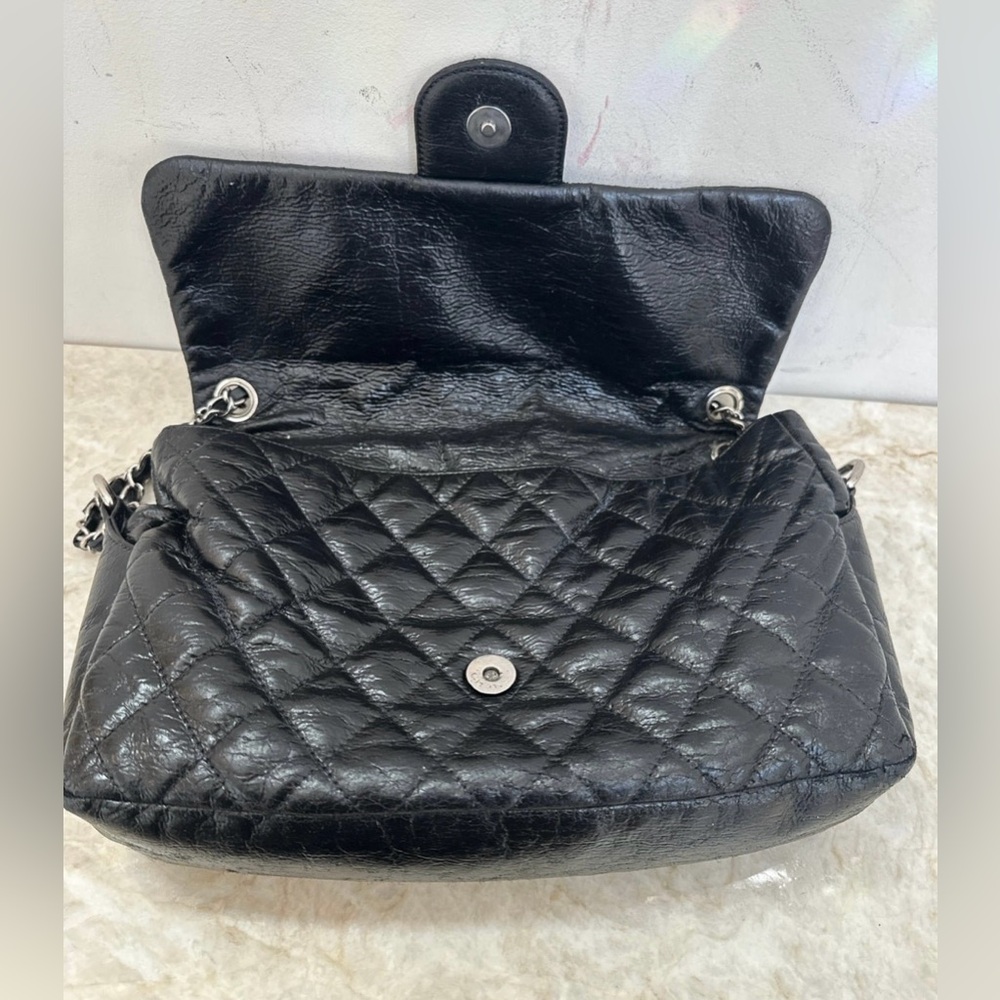 Chanel authentic classic quilted aged glazed calfskin black silver - Picture 14 of 15